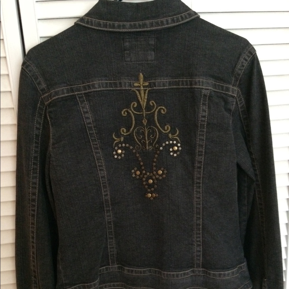 REDUCED! A.M.I. Black Embellished Jean Jacket